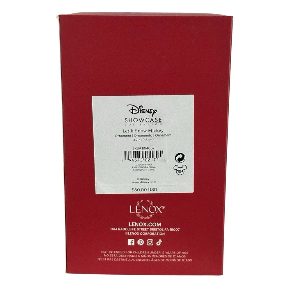 Disney Lenox Mickey‎ Mouse Let it Snow Christmas Ornament Porcelain Figure